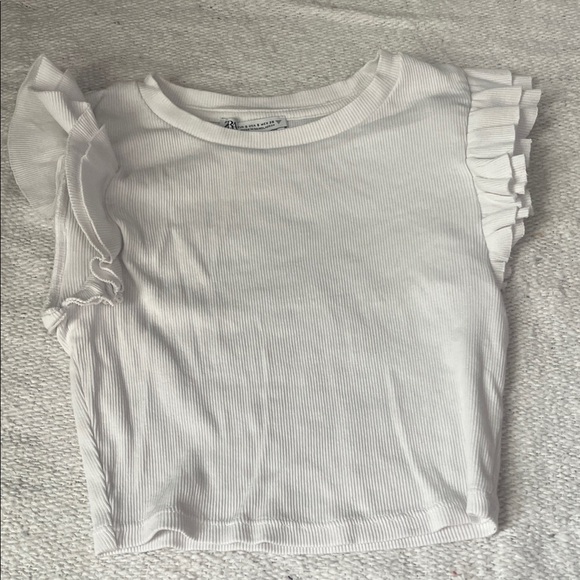 Zara Women's Ruffle Sleeve Muscle Tees - White & Black - Picture 4 of 5